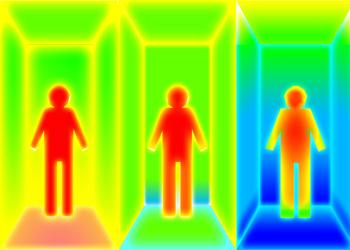 暖房方式による体感温度の変化を表した概念図 暖房方式による体感温度の変化を表した概念図