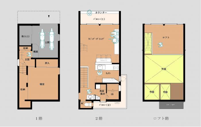 「小石川植物園に向き合うローコスト住宅」の間取り図