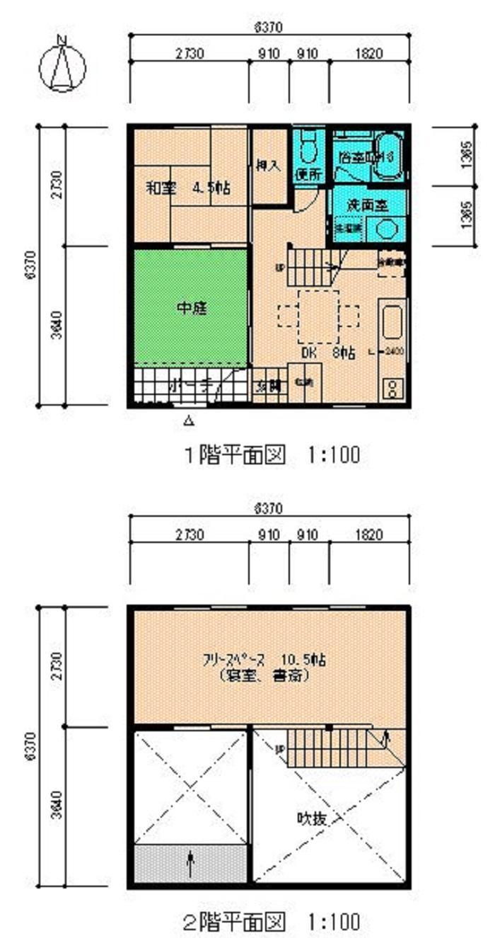 中庭を取り入れた住宅・平面図 中庭を取り入れた住宅・平面図